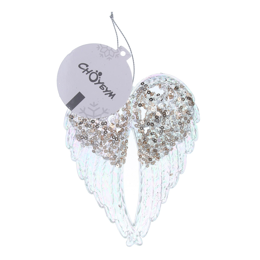 СНОУ БУМ Декоративная подвеска "Крылья" 15 см, пластик, глиттер, арт.№ 397-454