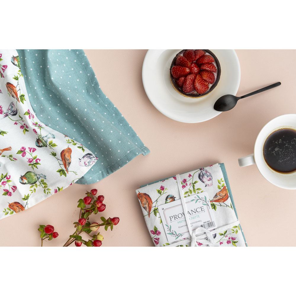 PROVANCE Мятный Латте Комплект полотенец кухонных 2шт, 100% хлопок, 40х60см, 6 дизайнов, арт.№ 488-045