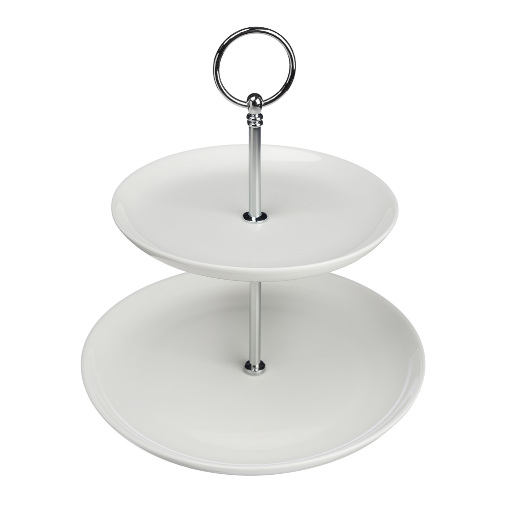 Ivlev Chef Элеганс Ваза для фруктов двухъярусная, d16,5см, d21,5см, высота 24см, фарфор, арт.№ 824-562