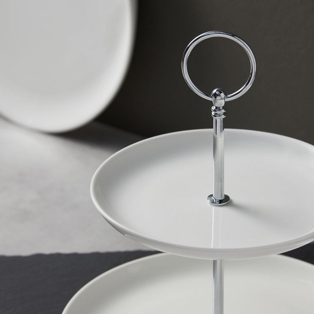 Ivlev Chef Элеганс Ваза для фруктов двухъярусная, d16,5см, d21,5см, высота 24см, фарфор, арт.№ 824-562