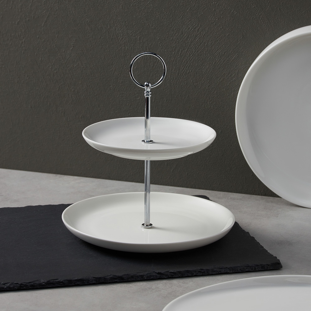 Ivlev Chef Элеганс Ваза для фруктов двухъярусная, d16,5см, d21,5см, высота 24см, фарфор, арт.№ 824-562