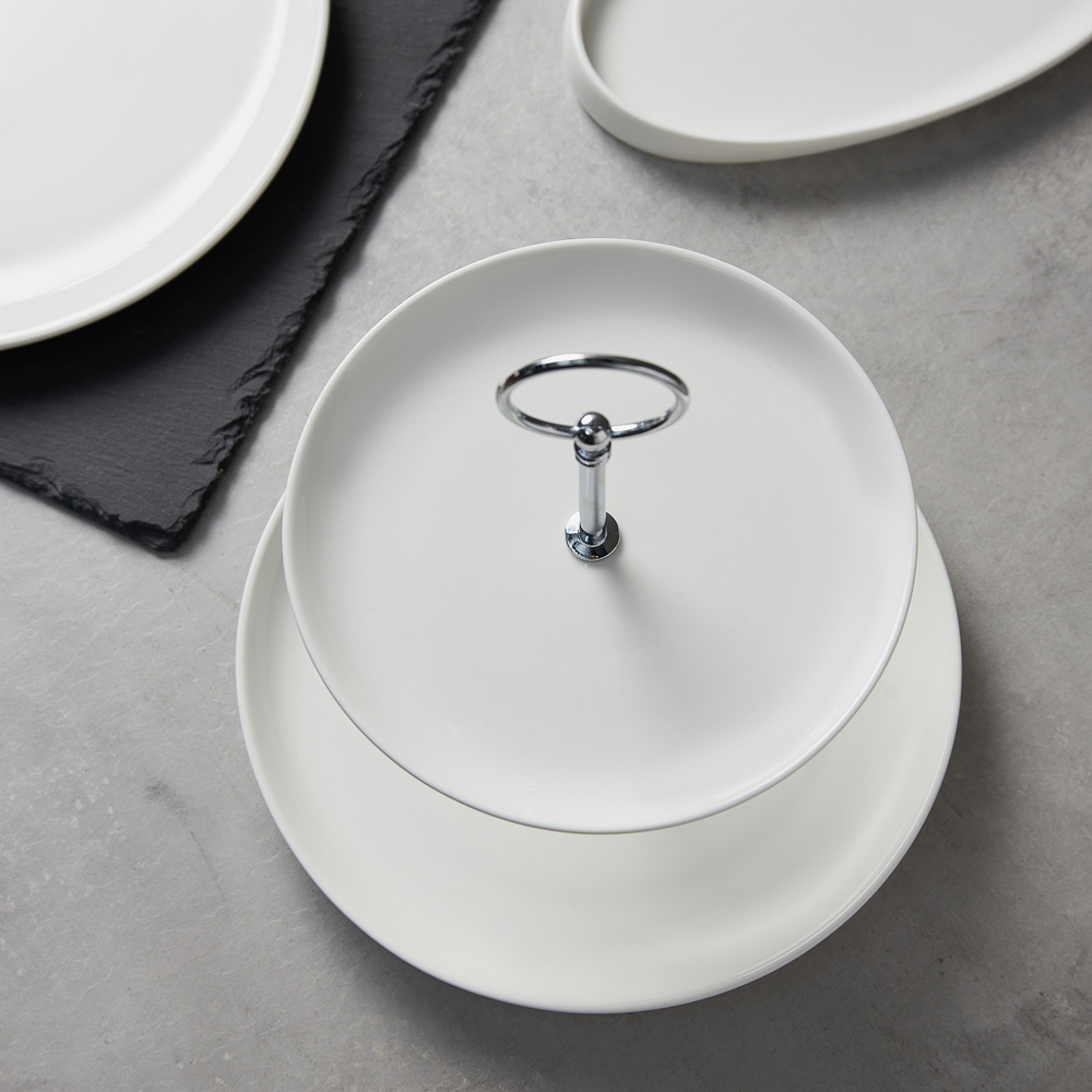 Ivlev Chef Элеганс Ваза для фруктов двухъярусная, d16,5см, d21,5см, высота 24см, фарфор, арт.№ 824-562