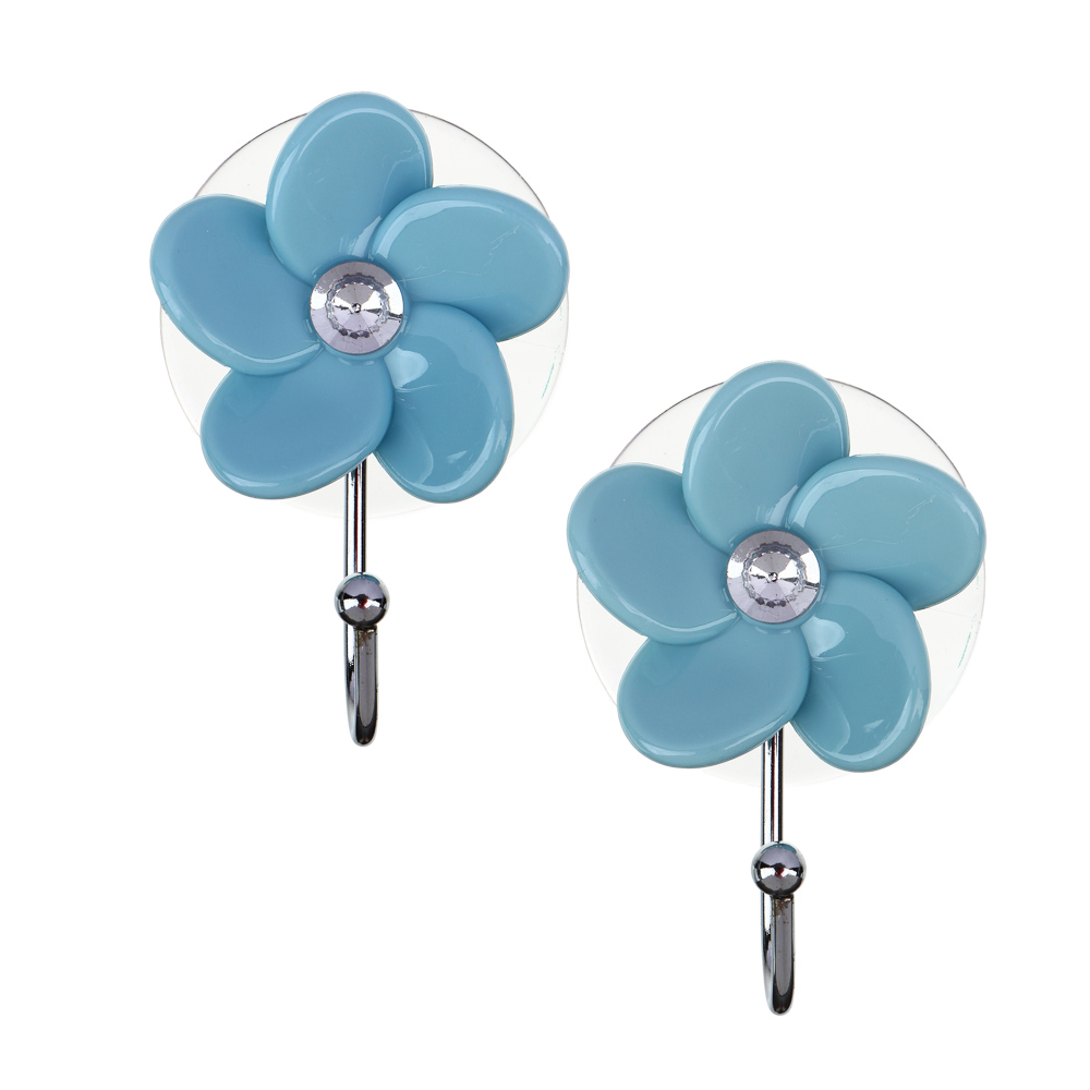 VETTA Набор держателей-крючков со стразой для полотенец на присоске, 2шт, ПВХ, 5,5x7,5см, 2 цвета, арт.№ 463-182