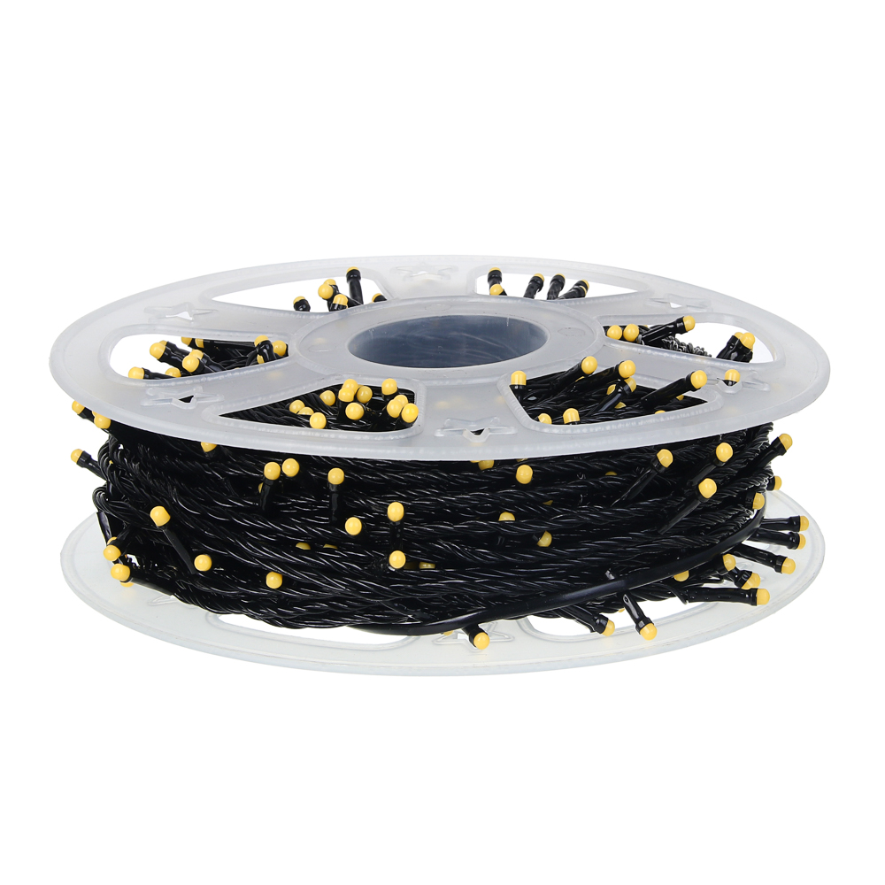 Гирлянда вьюн катушка 50 м СНОУ БУМ, 500 LED ламп, белое свечение (8 режимов), ПВХ чёрный, 220В, арт.№ 384-229