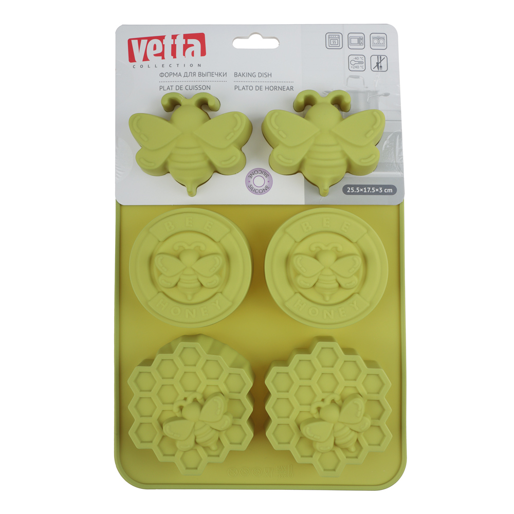 VETTA Форма силиконовая 6 ячеек, 25,5x17,5x3,0см "Медовая", арт.№ 856-212