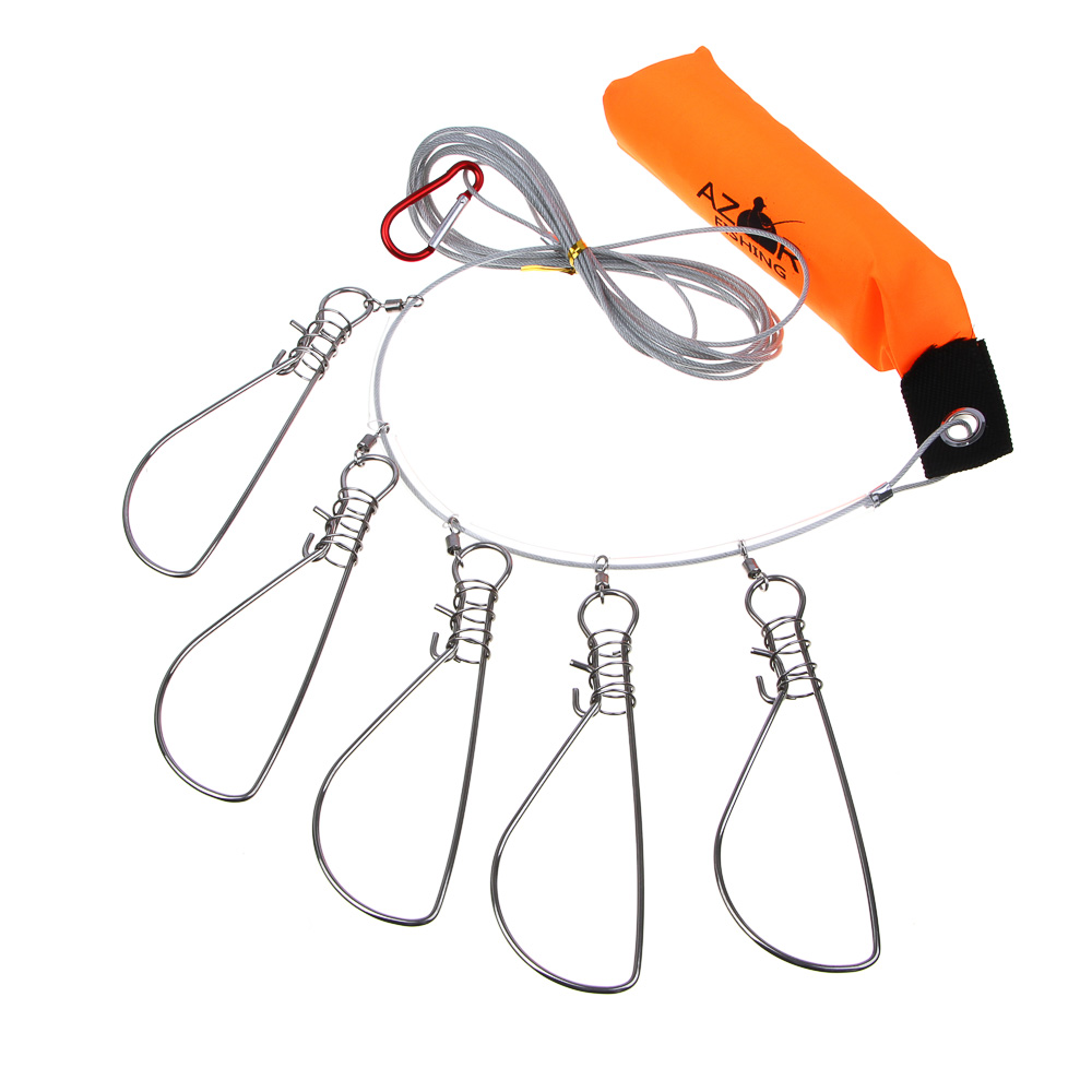 Кукан тм AZOR FISHING, 3,5м, 5 карабинов, поплавок, трос металл, ПВХ сумка, арт.№ 148-060