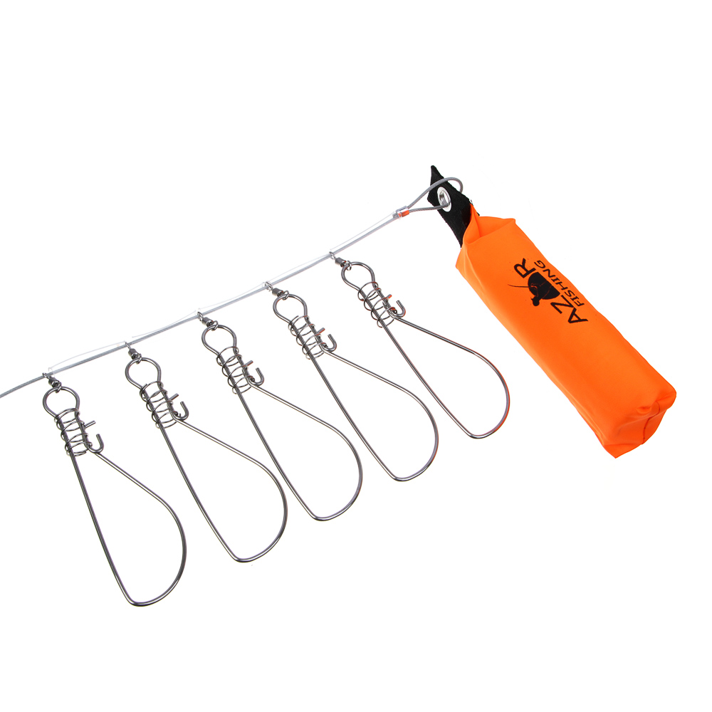 Кукан тм AZOR FISHING, 3,5м, 5 карабинов, поплавок, трос металл, ПВХ сумка, арт.№ 148-060
