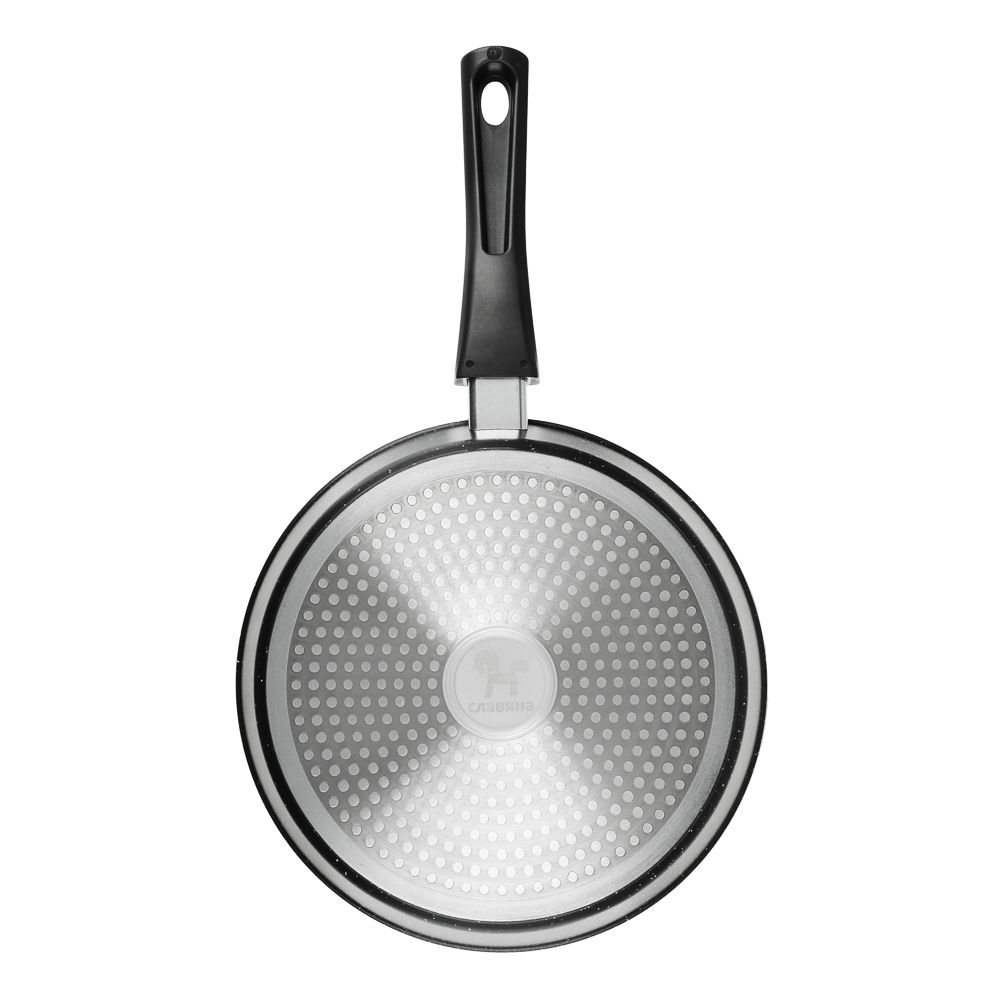 СЛАВЯНА Калина Сковорода литая глубокая d26см, антипригар.покрытие "мрамор", съемная ручка, индукция, арт.№ 846-781