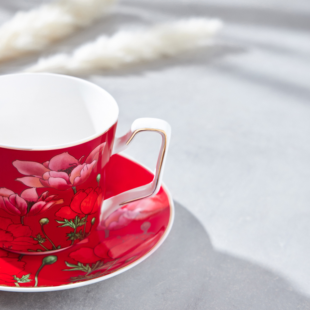 BY COLLECTION Карибы коралл Набор чайный 2 пр., 300мл, 15см, костяной фарфор, арт.№ 802-018