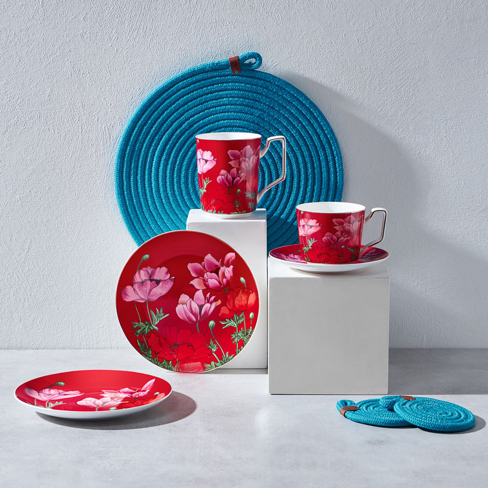 BY COLLECTION Карибы коралл Набор чайный 2 пр., 300мл, 15см, костяной фарфор, арт.№ 802-018