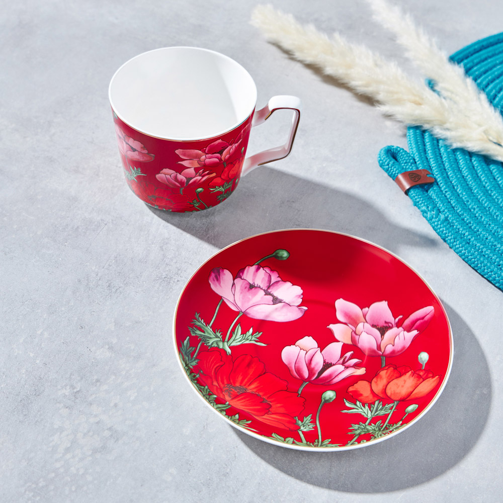 BY COLLECTION Карибы коралл Набор чайный 2 пр., 300мл, 15см, костяной фарфор, арт.№ 802-018