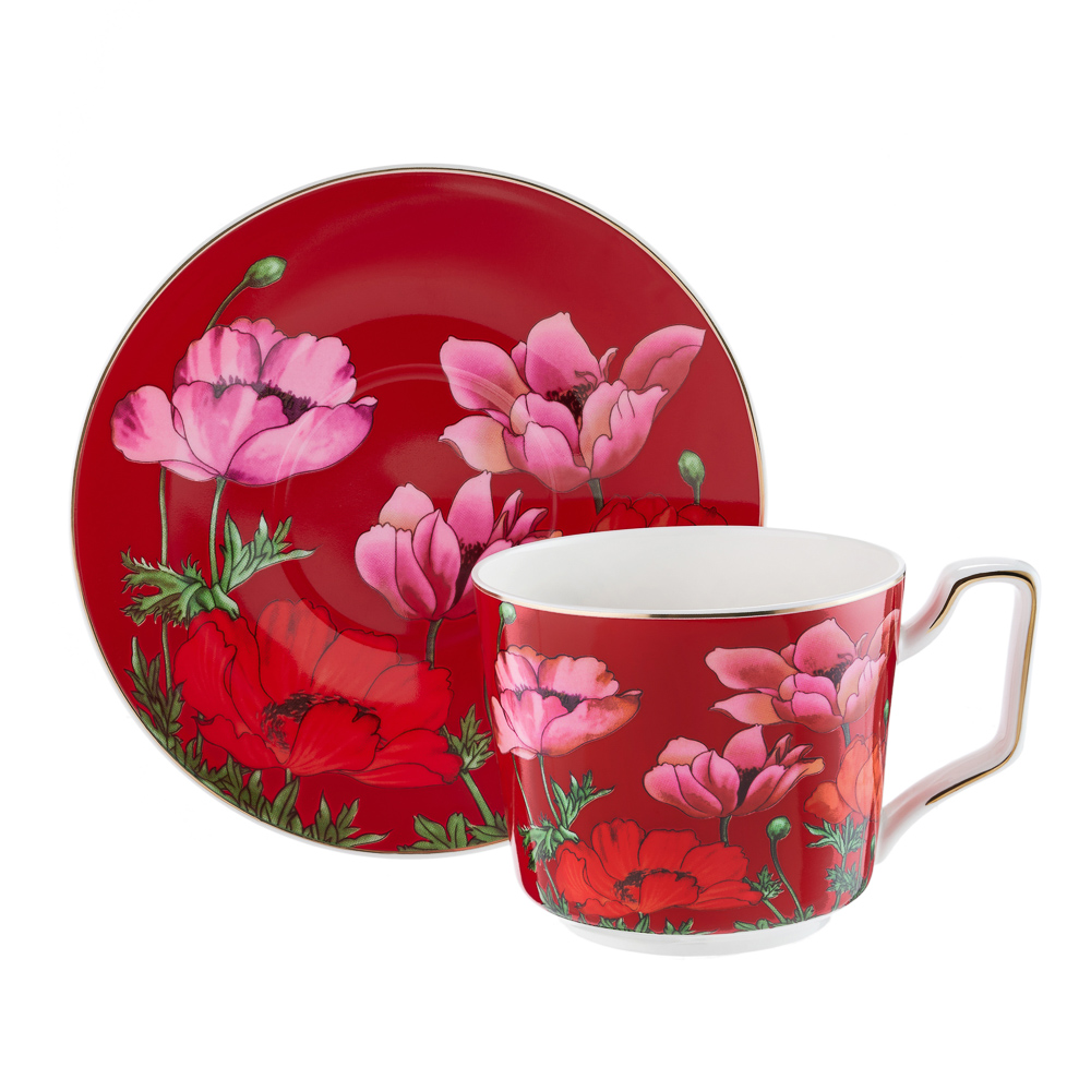 BY COLLECTION Карибы коралл Набор чайный 2 пр., 300мл, 15см, костяной фарфор, арт.№ 802-018