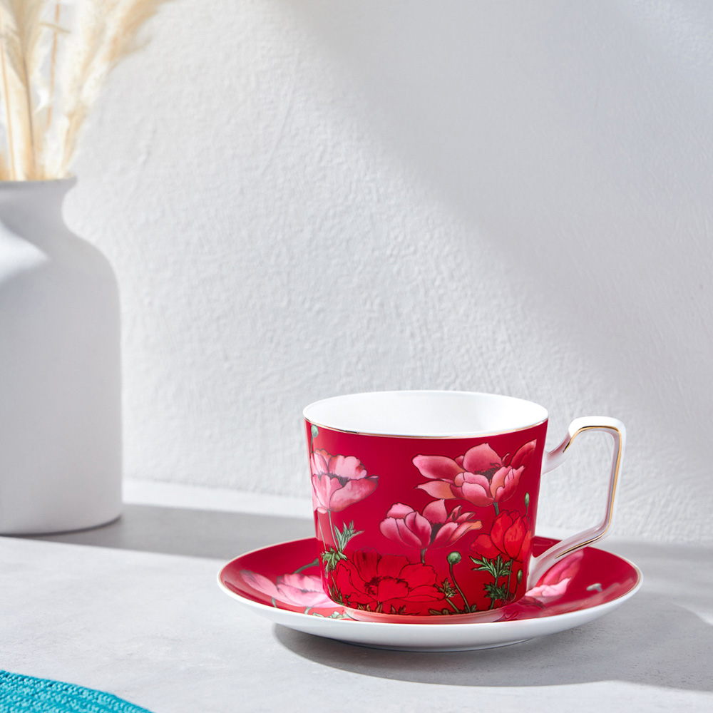 BY COLLECTION Карибы коралл Набор чайный 2 пр., 300мл, 15см, костяной фарфор, арт.№ 802-018