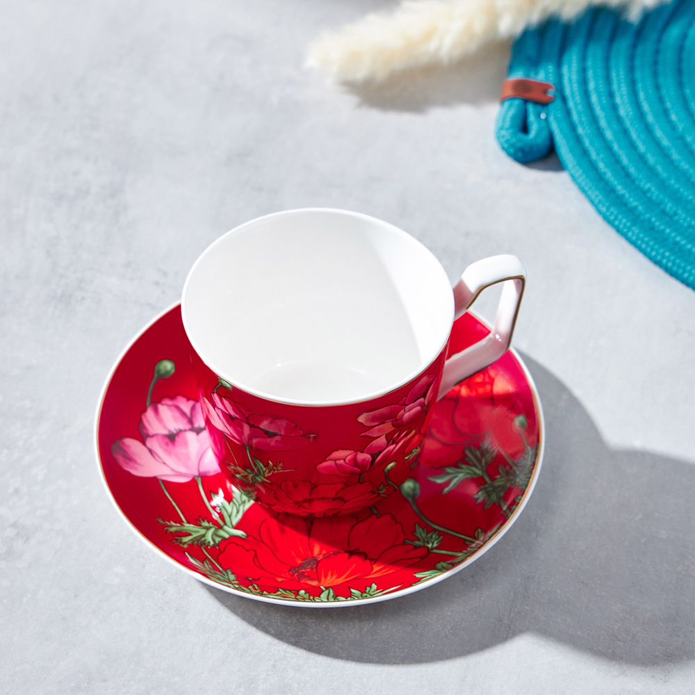 BY COLLECTION Карибы коралл Набор чайный 2 пр., 300мл, 15см, костяной фарфор, арт.№ 802-018