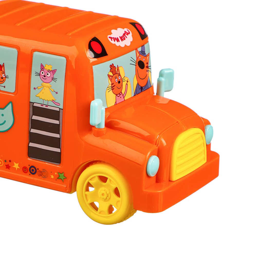 ИГРОЛЕНД Игрушка музыкальная автобус "Три кота", звук, свет, инерция, 3AG13, ABS, 11,5х7х5,5см, арт.№ 866-015