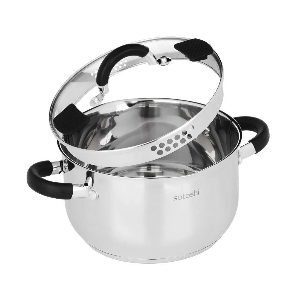 SATOSHI Арбон Кастрюля 20х11,5см, 3,4л, со стекл. крышкой, индукция, арт.№ 822-287