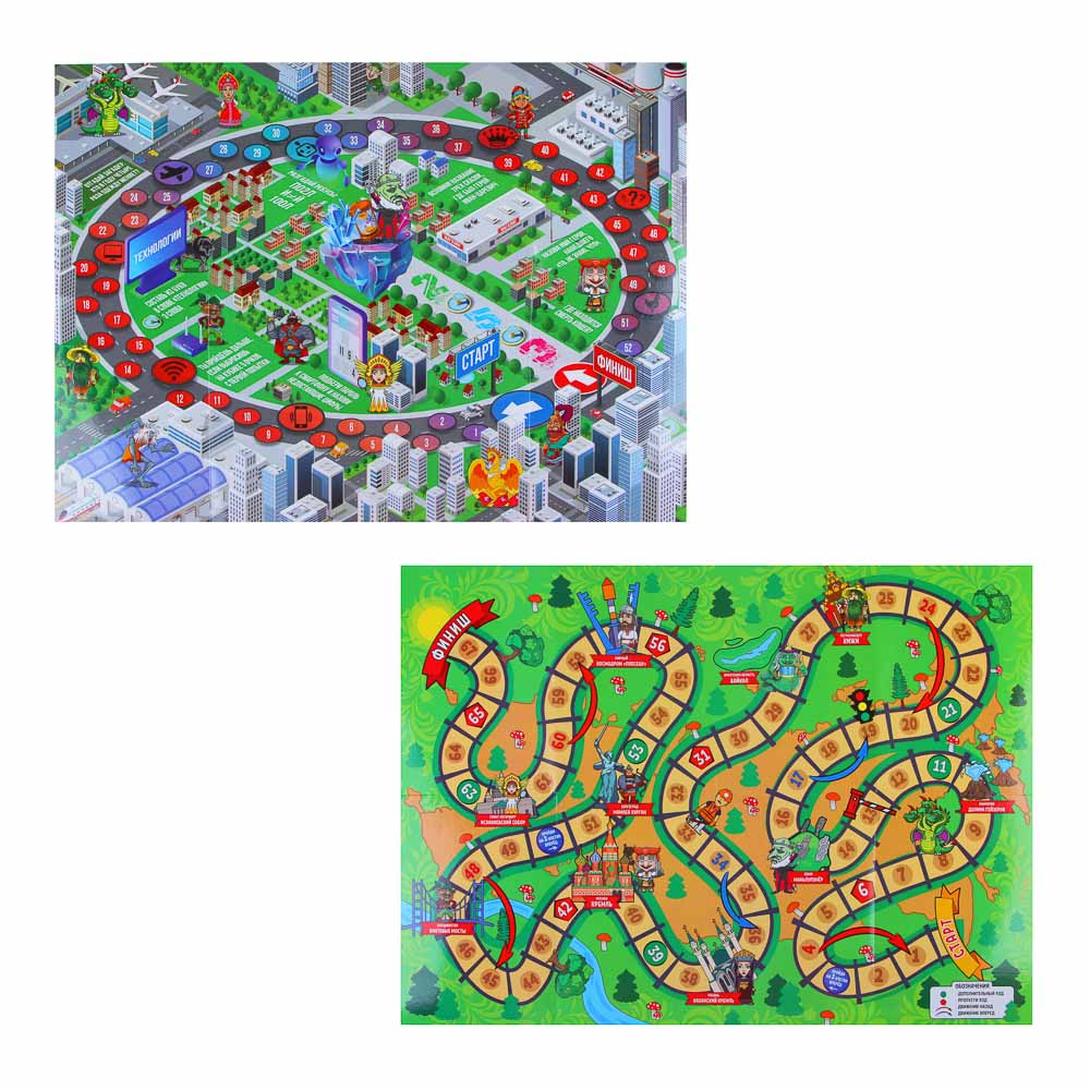 ИГРОЛЕНД Игра-ходилка настольная "Русские супергерои BY", картон, пластик, 15х21см, 2 дизайна, арт.№ 897-067