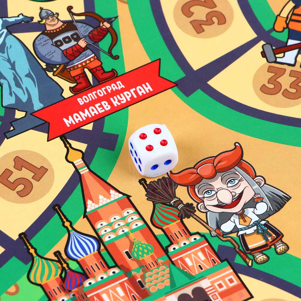 ИГРОЛЕНД Игра-ходилка настольная "Русские супергерои BY", картон, пластик, 15х21см, 2 дизайна, арт.№ 897-067