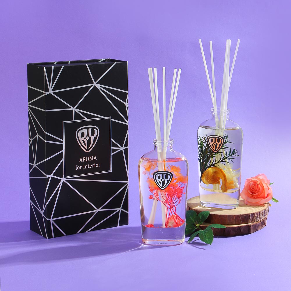 BY Аромадиффузор, с палочками и декором, 160 мл, 4 аромата,  арт 4/1, арт.№ 412-108