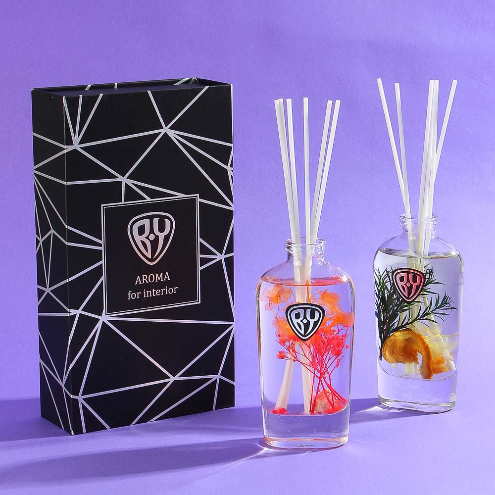 BY Аромадиффузор, с палочками и декором, 160 мл, 4 аромата,  арт 4/1, арт.№ 412-108