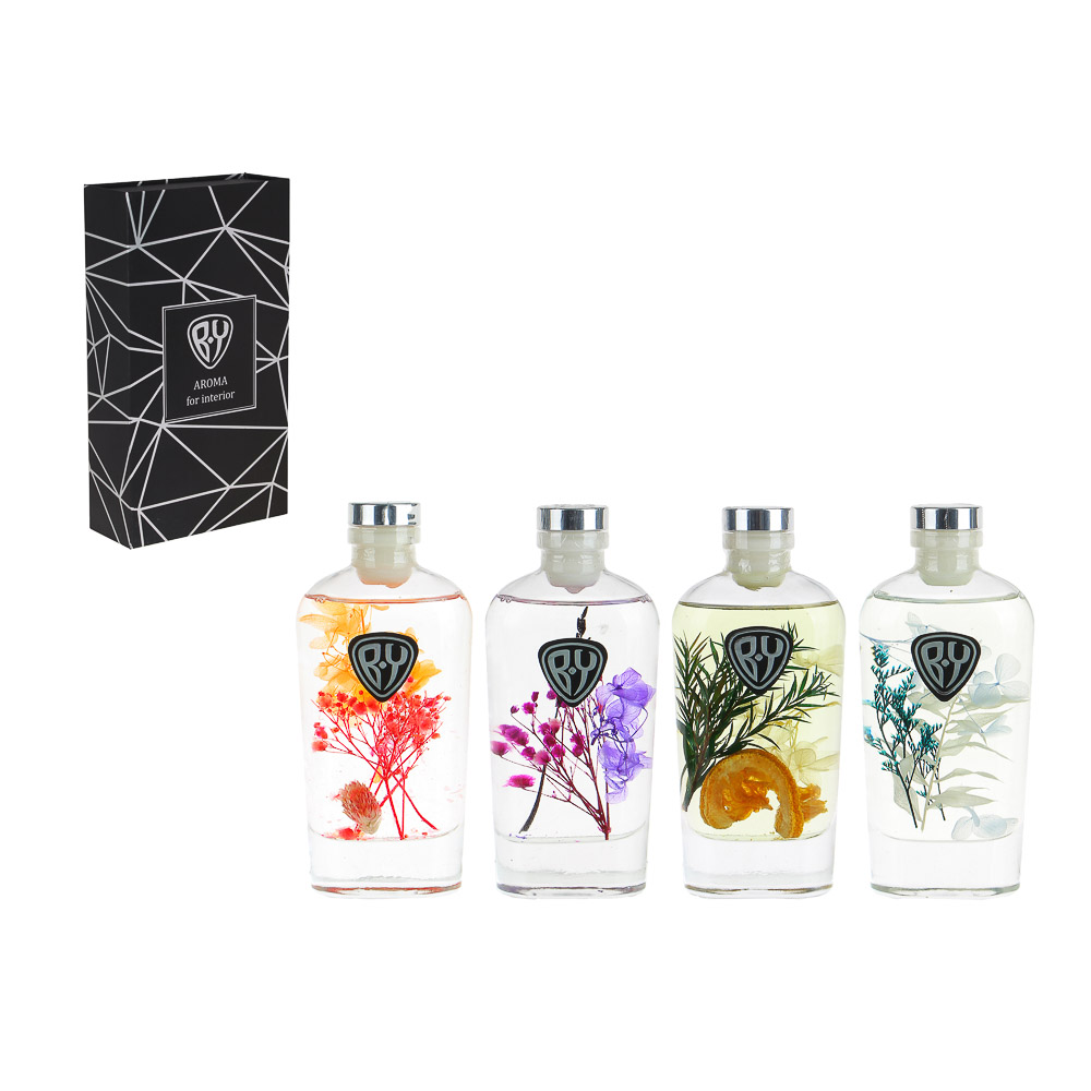 BY Аромадиффузор, с палочками и декором, 160 мл, 4 аромата,  арт 4/1, арт.№ 412-108