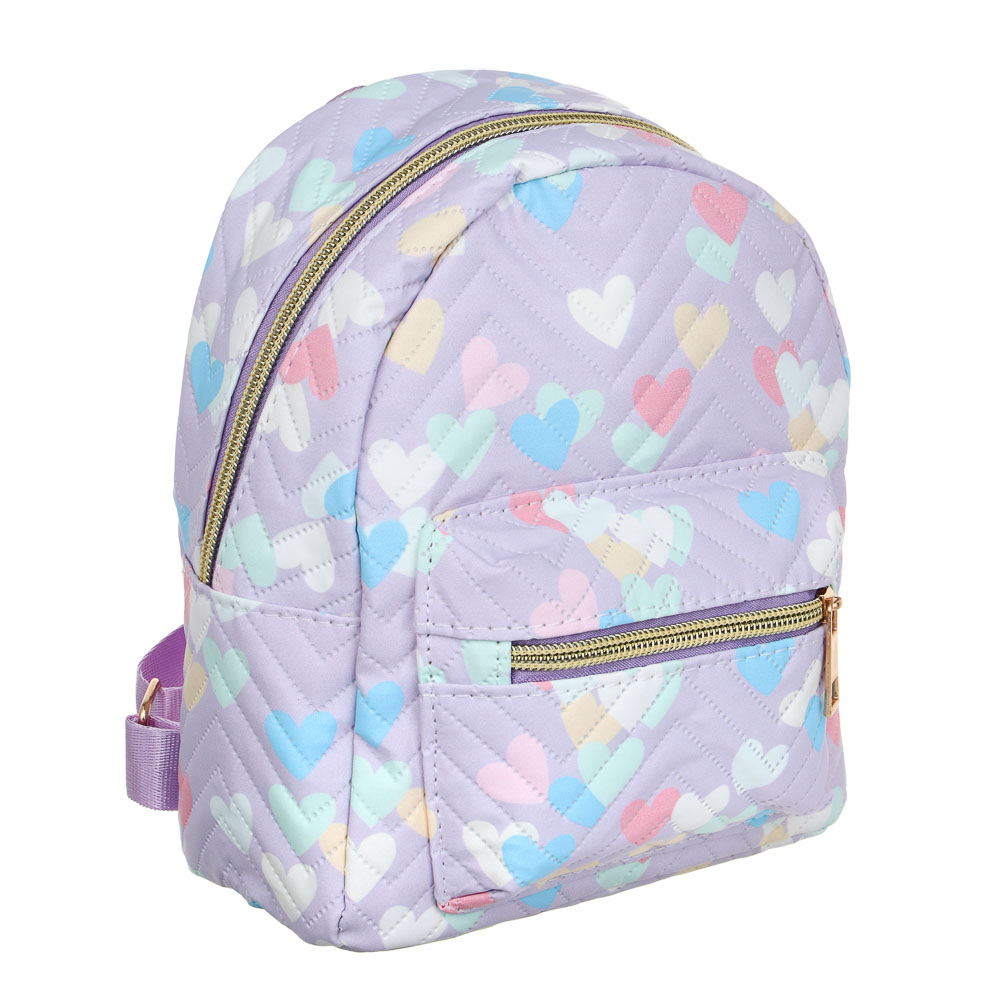 ЮL Лилита Рюкзак детский с сердечками, ПУ, 22х17х9см, фиолетовый, МП-20, арт.№ 337-205