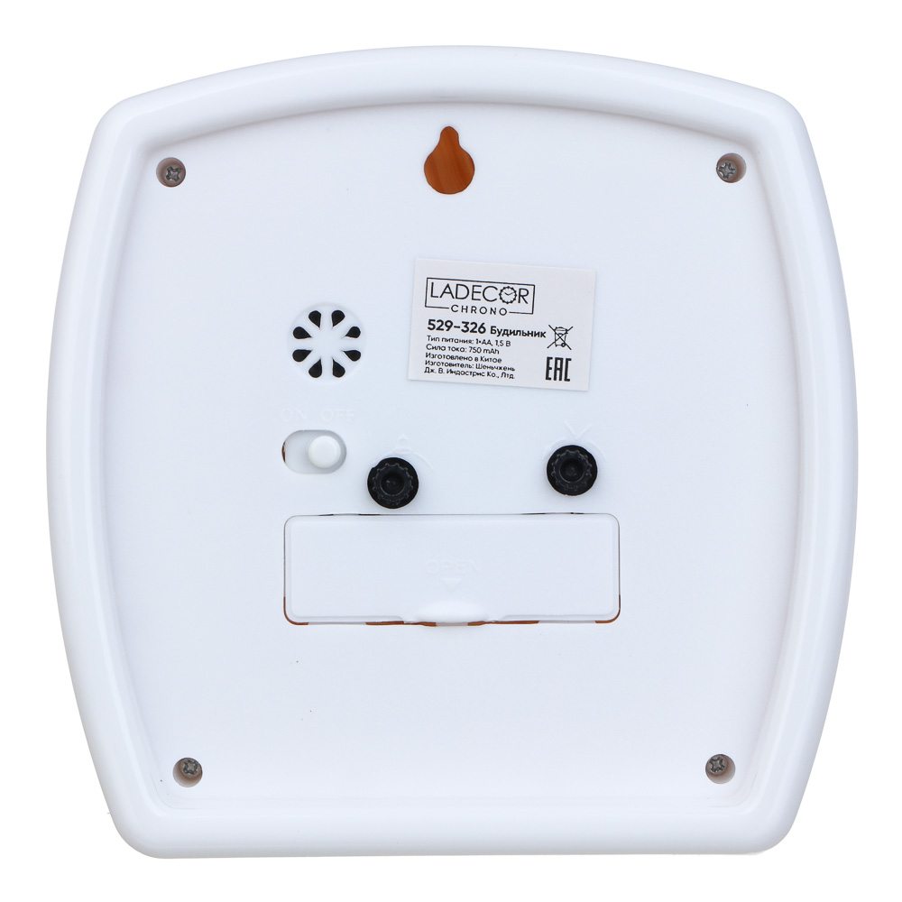 LADECOR CHRONO Будильник, 13,5x13,5x4 см, 1хАА, пластик, арт.№ 529-326