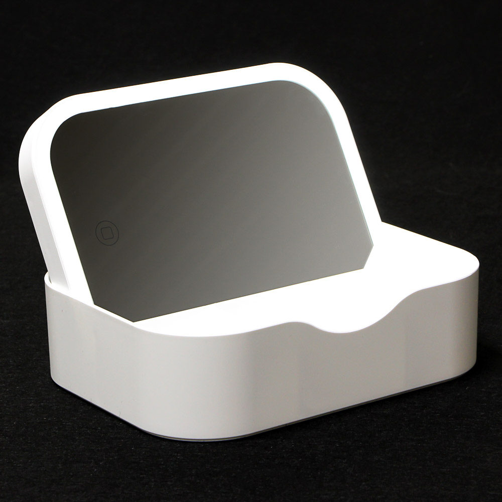 ЮНИLOOK Зеркало настольное с LED-подсветкой, 4хААА, USB-провод, пластик, стекло, 18,5х13,8х5см, 2 цв, арт.№ 347-091