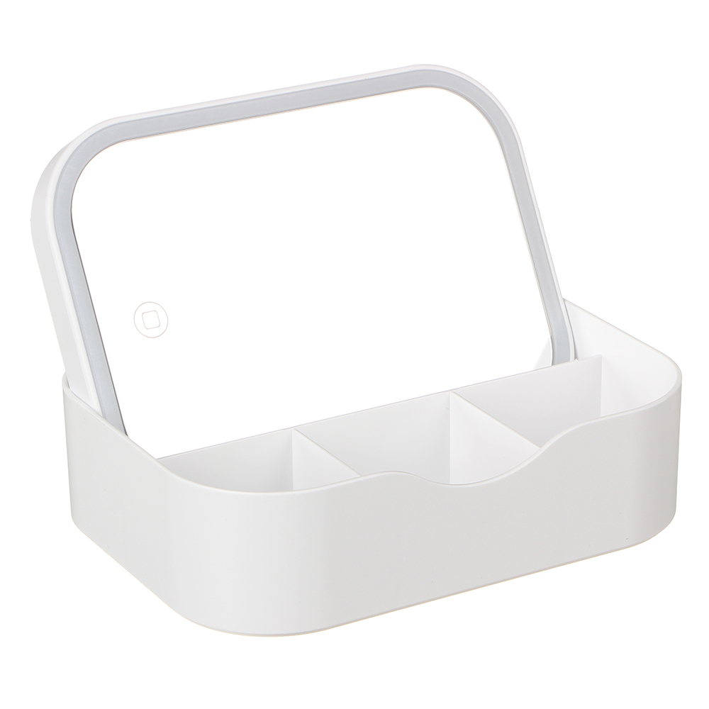 ЮНИLOOK Зеркало настольное с LED-подсветкой, 4хААА, USB-провод, пластик, стекло, 18,5х13,8х5см, 2 цв, арт.№ 347-091