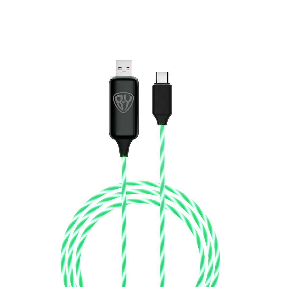 Кабель для зарядки USB(A)-iP BY Светящийся Ёлки, 1м, 2.4А, с LED подсветкой, арт.№ 931-104