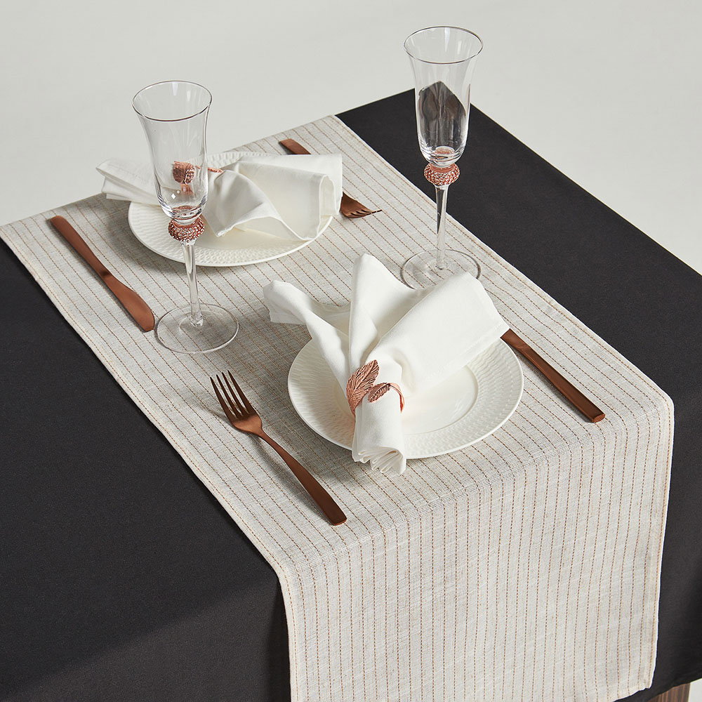 BY COLLECTION White Line Дорожка декоративная, 40х140см, 85% полиэстер, 15% лен, арт.№ 488-110