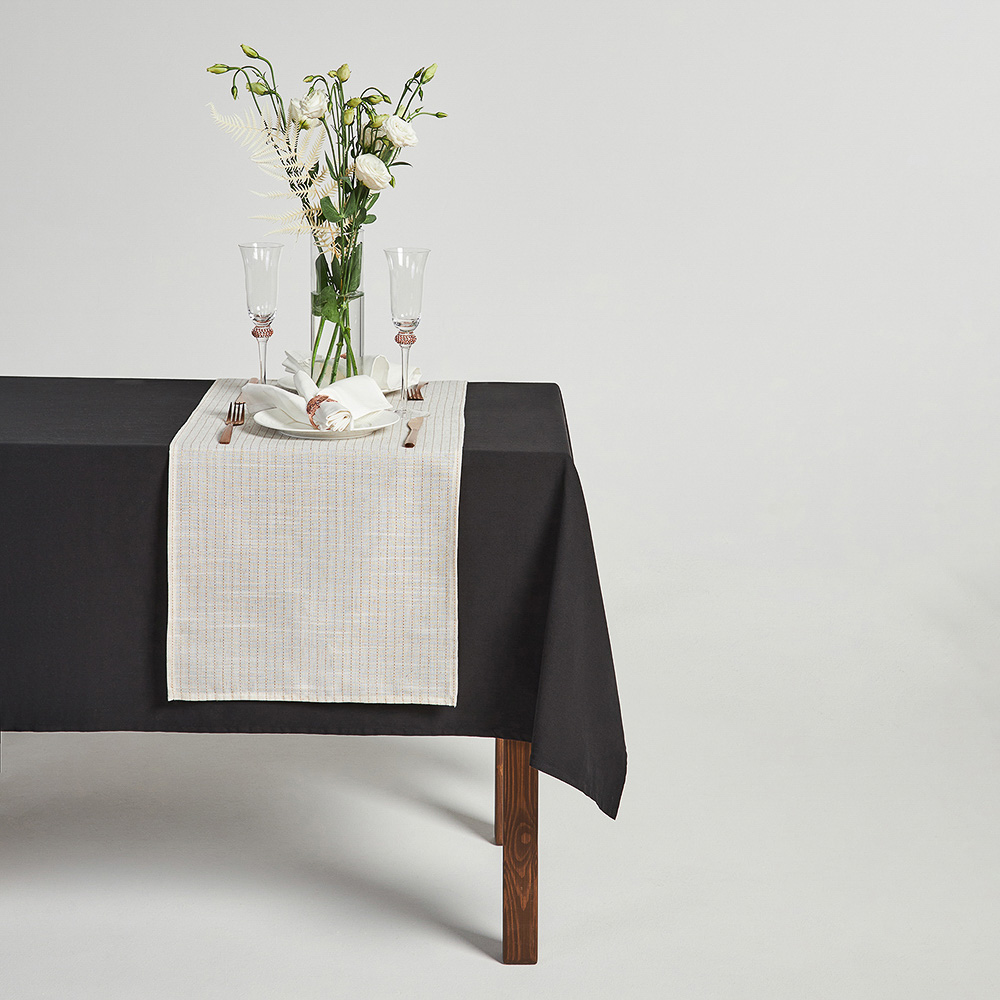 BY COLLECTION White Line Дорожка декоративная, 40х140см, 85% полиэстер, 15% лен, арт.№ 488-110