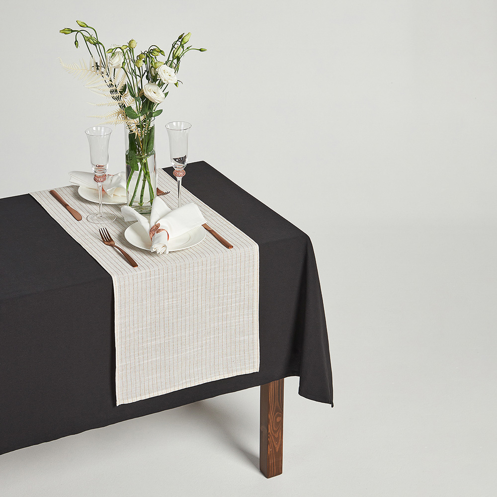 BY COLLECTION White Line Дорожка декоративная, 40х140см, 85% полиэстер, 15% лен, арт.№ 488-110