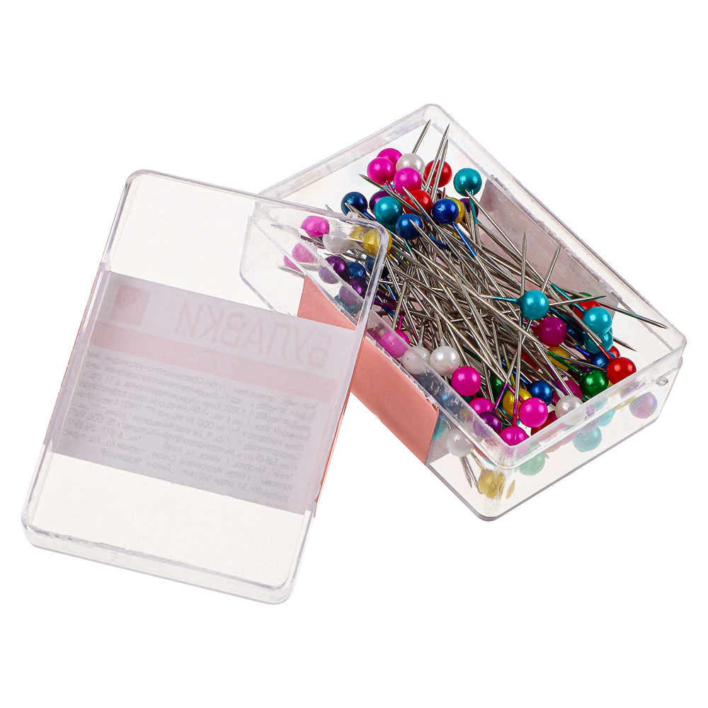 Набор булавок 100шт в пластиковой коробке, металл, арт.№ 308-058