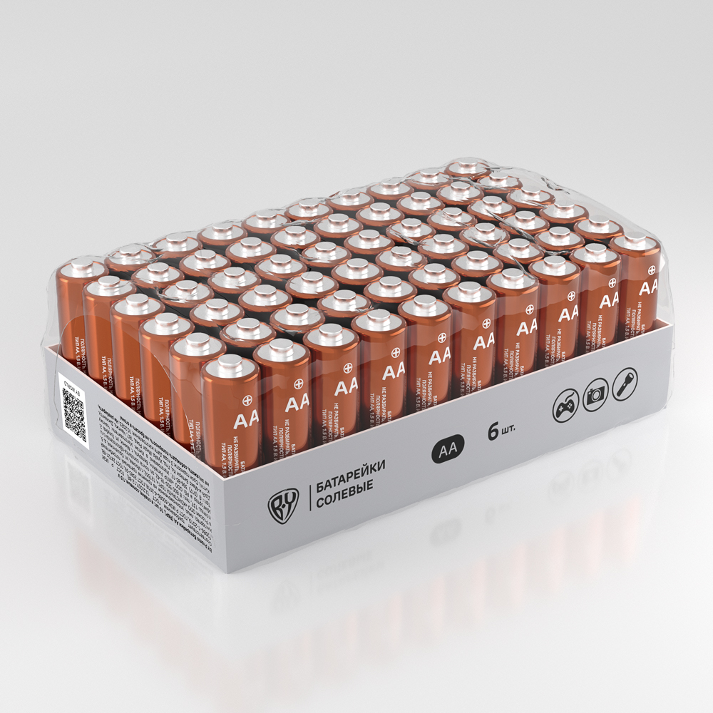 Батарейки AA BY Promo (R6P) 10шт в спайке, солевые 1.5В, арт.№ 917-130