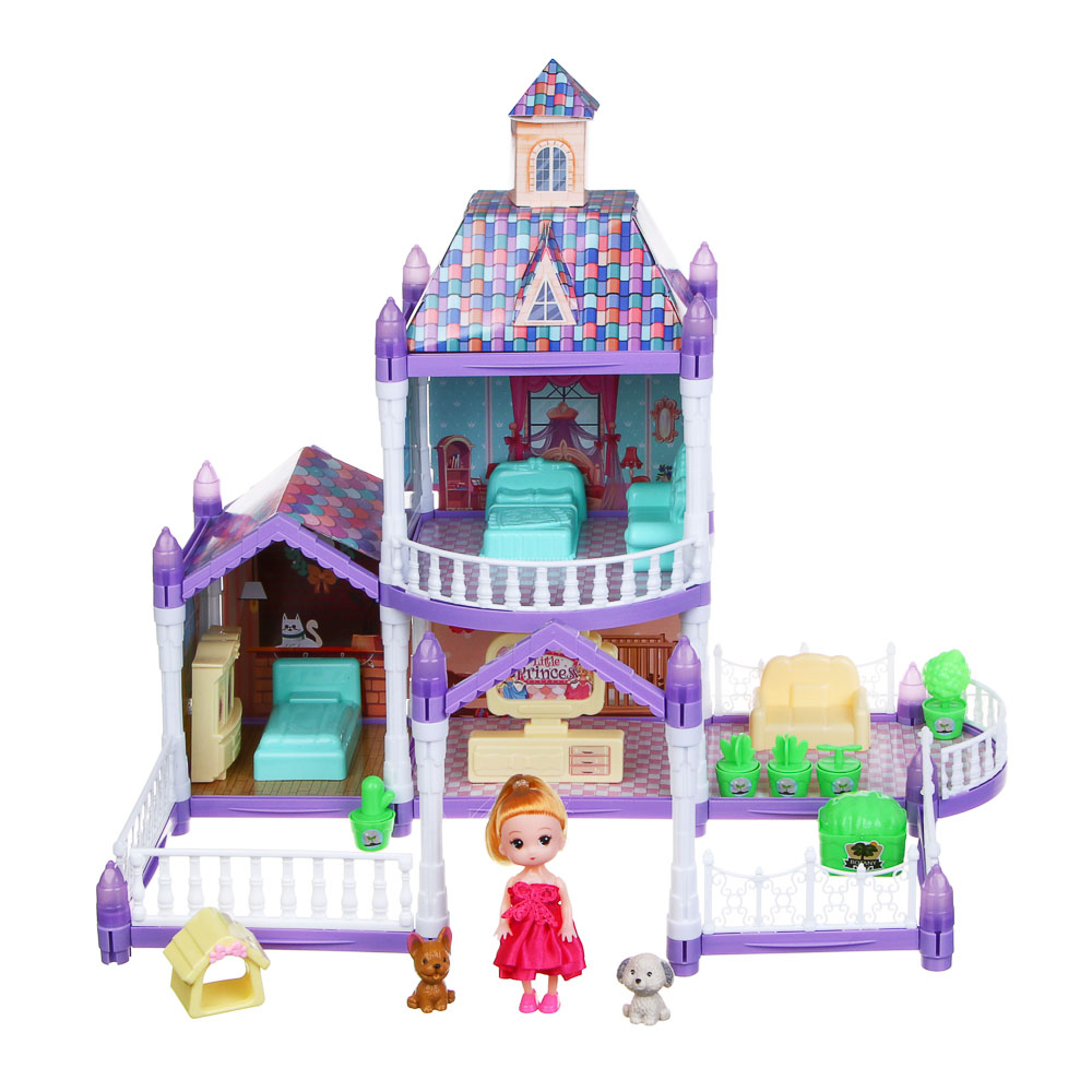 ИГРОЛЕНД Дом для куклы с акс. питомцами и куклой, ABS, PP, полиэстер, 30х8х23 см, арт.№ 278-133