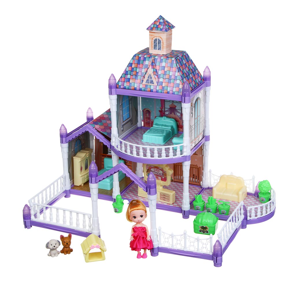 ИГРОЛЕНД Дом для куклы с акс. питомцами и куклой, ABS, PP, полиэстер, 30х8х23 см, арт.№ 278-133