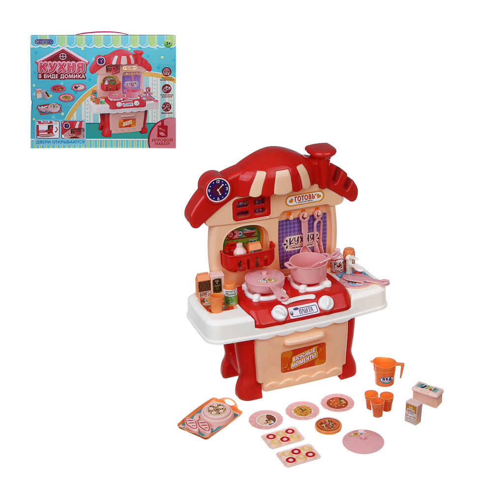 ИГРОЛЕНД Игровой набор Кухня сборная в виде домика, PP, картон, 33х6х26 см, 2 цвета, арт.№ 294-218