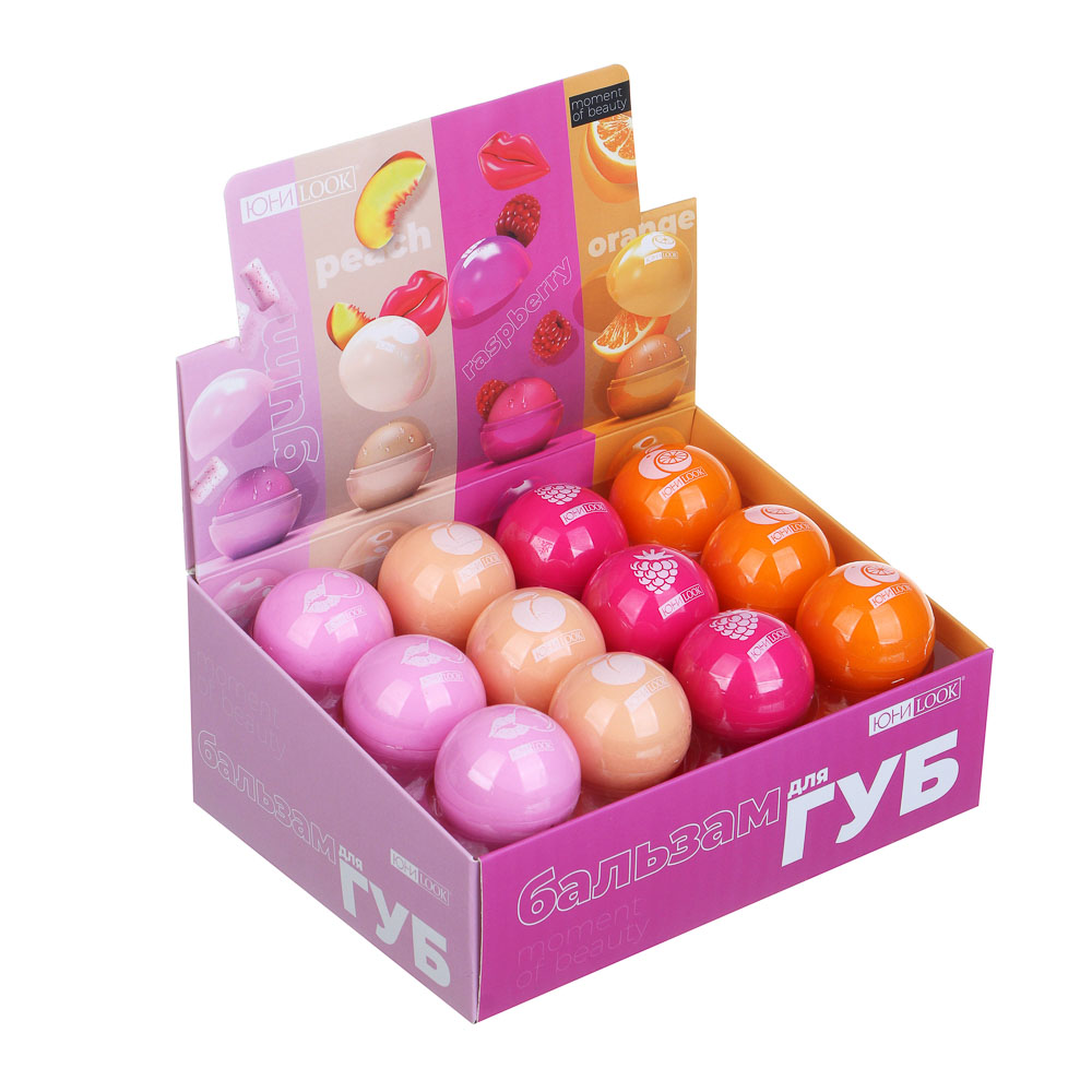 ЮНИLOOK Бальзам для губ 8г, жвачка, персик, малина, апельсин, арт.№ 330-422