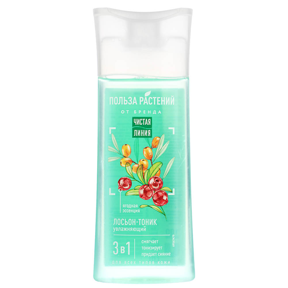 Лосьон-тоник ЧИСТАЯ ЛИНИЯ увлажняющий с экстрактом зеленого чая/фиалки/ягодная эссенция, п/б, 100мл, арт.№ 977-183