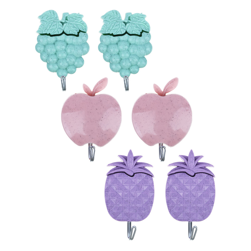 VETTA Крючки самоклеящиеся в пакете, 2 шт, пластик, металл, 3 дизайна, WF-038, арт.№ 440-079