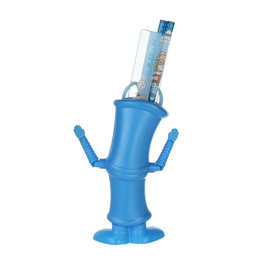 Набор канц.6пр.(подставка с двиг.ручками,карандаш ч/гр 2шт,точилка,ножницы,линейка)уп.29х12х4см,4цв., арт.№ 532-087