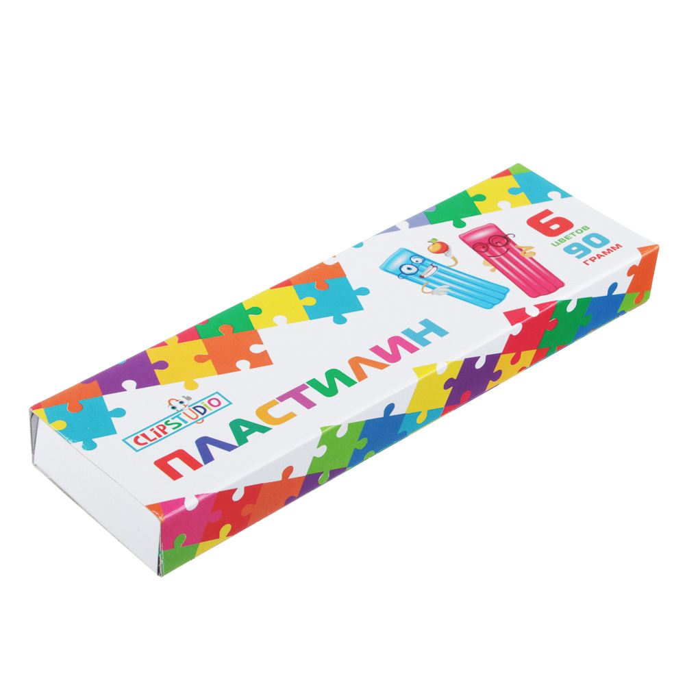 ClipStudio Пластилин 6 цветов 90 грамм в картонной упаковке, арт.№ 239-012