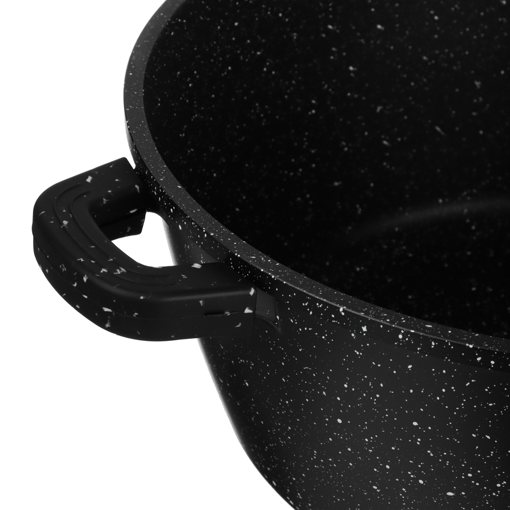 Набор кастрюль SATOSHI Лион 4 предмета 36 см, 40 см, 13,5 л, 18,5 л + крышки, а/п покрытие мрамор, силик.протекторы ручек, индукция, арт.№ 846-689