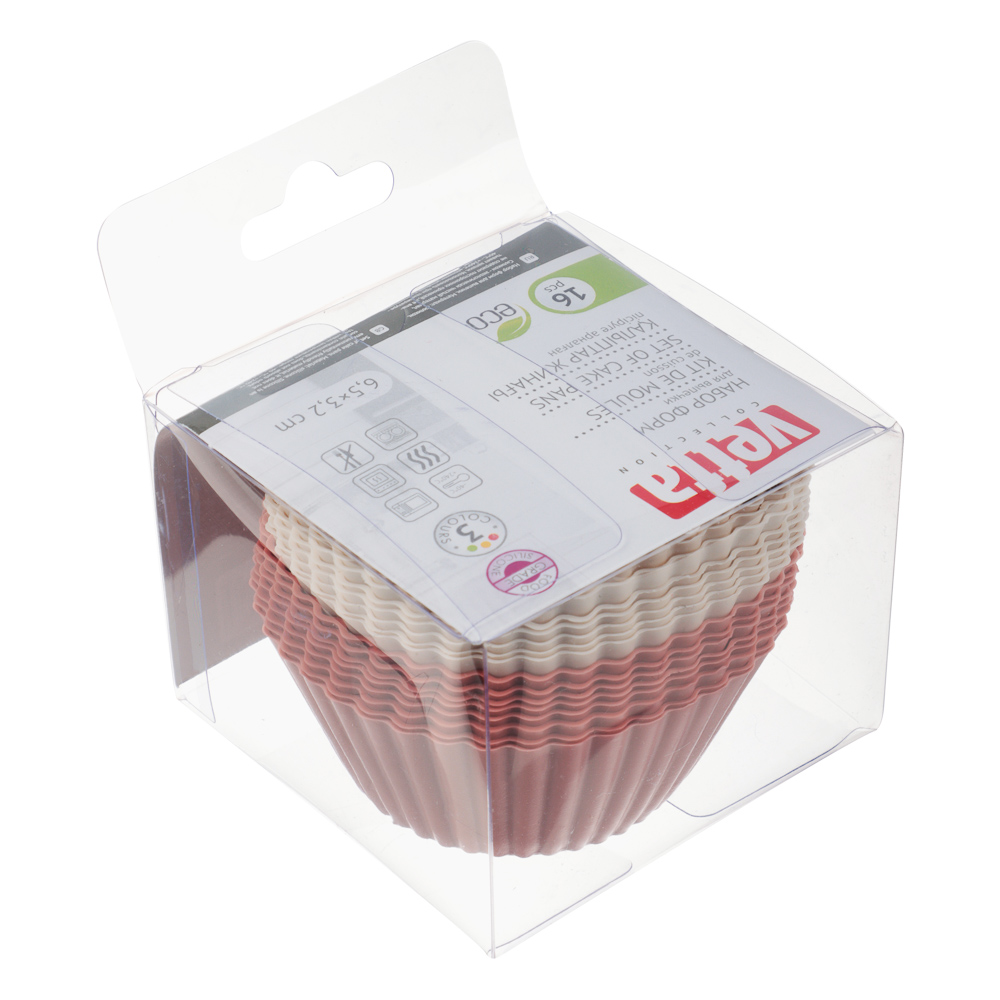 VETTA Набор форм силиконовых 16шт, 6,5x3,3см, "Кекс", 3 цвета, арт.№ 891-025