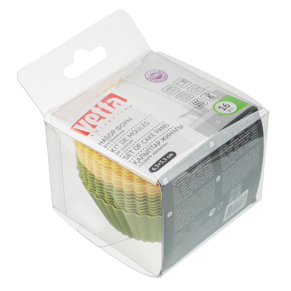 VETTA Набор форм силиконовых 16шт, 6,5x3,3см, "Кекс", 3 цвета, арт.№ 891-025