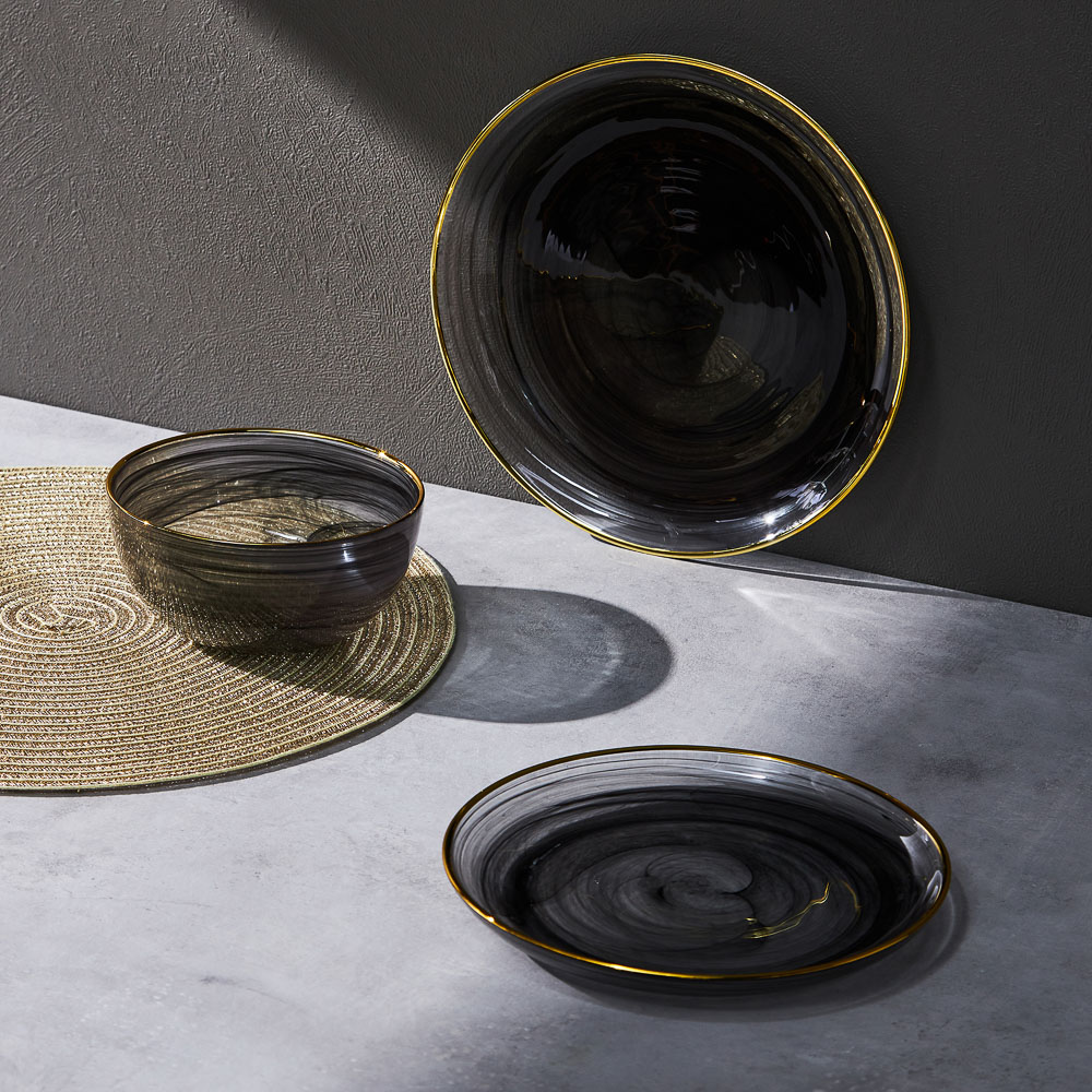 BY COLLECTION Black Line Тарелка подстановочная, 25,5х2см, стекло, арт.№ 820-848