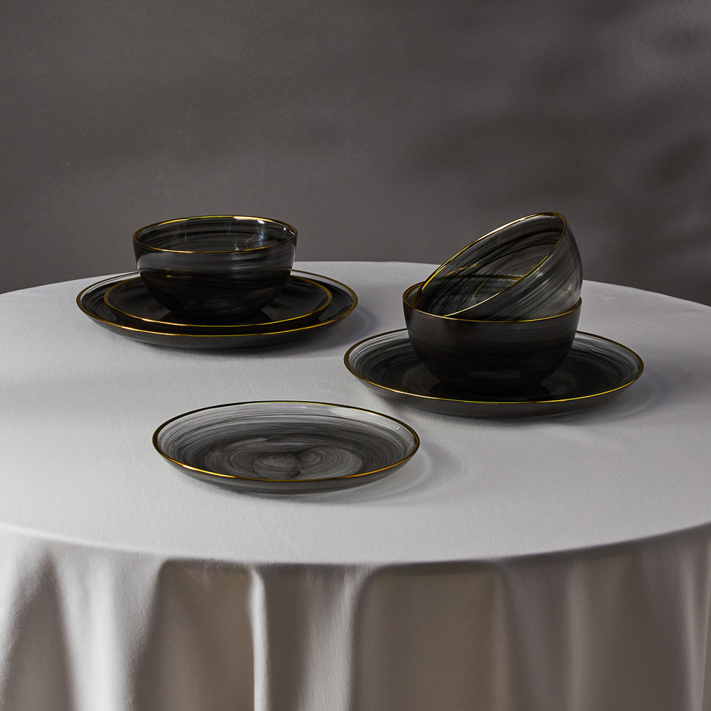 BY COLLECTION Black Line Тарелка подстановочная, 25,5х2см, стекло, арт.№ 820-848