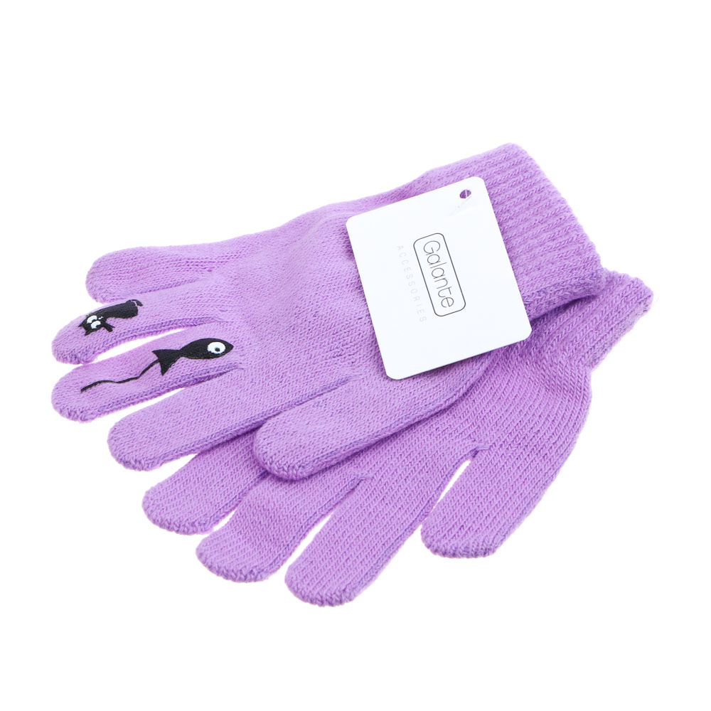 GALANTE Перчатки детские с термоаппликацией, р. 14, 2 дизайна, 5 цветов, СЗПВ24-22, арт.№ 363-381