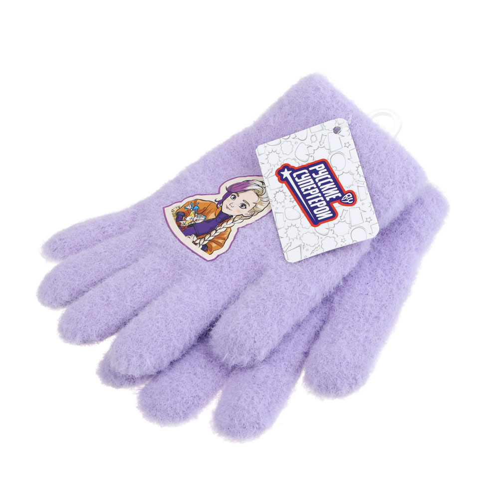 BY Русские Супергерои Перчатки детские двухслойные с термоаппликацией, р.14, 2 дизайна, СЗПВ24-24, арт.№ 363-383